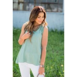 Mini Dots Ruffle Trim V Tank -Women's Clothing Store BB 3993 32faad04 8e7c 4aa6 9af0 5cdf3488d732