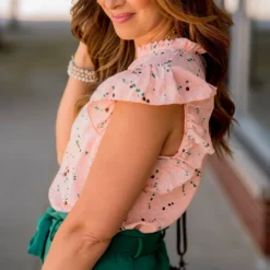 Splattered Flutter Trim V Tank -Women's Clothing Store BB 3993 8667e307 e8cc 4d75 9a5e ea88daa0768b 536751