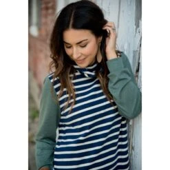 Striped Body Cowl Neck Sweatshirt -Women's Clothing Store BB 4011 ef161559 5203 4a2c 8d87 cc7ed0f92df0