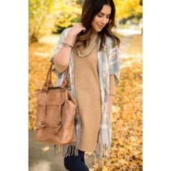 Camel Sweater Dress -Women's Clothing Store BB 4013