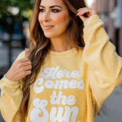 Here Comes The Sun Ribbed Graphic Crewneck 36 Here Comes The Sun Ribbed Graphic Crewneck -Women's Clothing Store BB 4015 90ff0692 2cfc 4470 bb7b ebc649f4964c 109509
