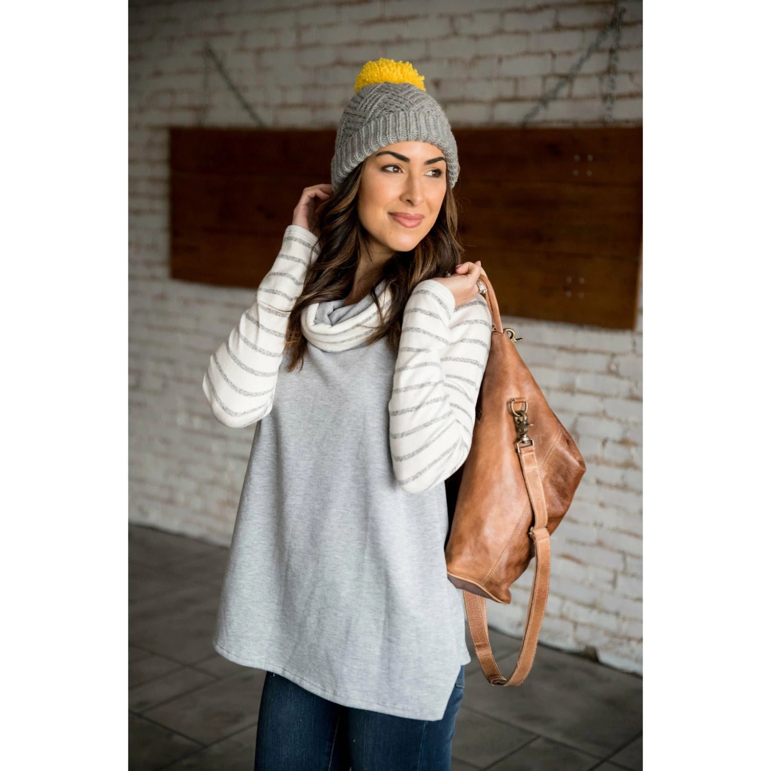 Striped Sleeve Cowl Neck 6 Striped Sleeve Cowl Neck - Image 6