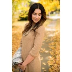 Camel Sweater Dress -Women's Clothing Store BB 4032