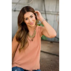 All The Fringe V Tank -Women's Clothing Store BB 4042