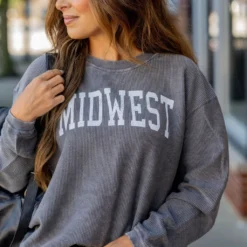 Bold Midwest Ribbed Crewneck -Women's Clothing Store BB 4064 76426ae0 97ff 46cf 924a 06f96484d686 837296