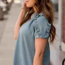 Ruffle Sleeve V Blouse -Women's Clothing Store BB 4064 7b81b19d 3006 4af6 9885 38d0dc58b32e 923014