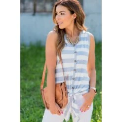 Tie Bottom Button Up Striped Tank 19 Tie Bottom Button Up Striped Tank -Women's Clothing Store BB 4075 3976f9ce 4a93 4627 ab41 51999968be0d