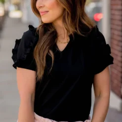 Ruffle Sleeve V Blouse -Women's Clothing Store BB 4085 949bd368 b40d 4977 9225 1c60486a489a 296703