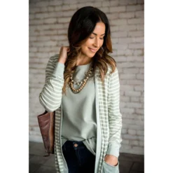 Solid Accent Striped Tunic Cardigan -Women's Clothing Store BB 4098 6a987d81 9a16 4662 91f8 dd80f1c2210e