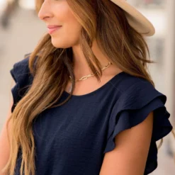 Double Flutter Short Sleeve Blouse -Women's Clothing Store BB 4130 cdf59965 a08b 4bad 9452 cd776bb3b17b 365330