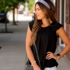 Mid Ruffle Accent Flutter Sleeve Tee -Women's Clothing Store BB 4160 2da2e35b ce55 4d79 90f6 4dcd6dacabe9 603854