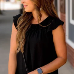 Mid Ruffle Accent Flutter Sleeve Tee -Women's Clothing Store BB 4163 a150d681 0230 4514 a6da 752ac4f33bcc 419886