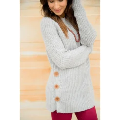 Side Button Sweater -Women's Clothing Store BB 4173 2995b06f 07e8 4c32 b430 6eb54e827f09