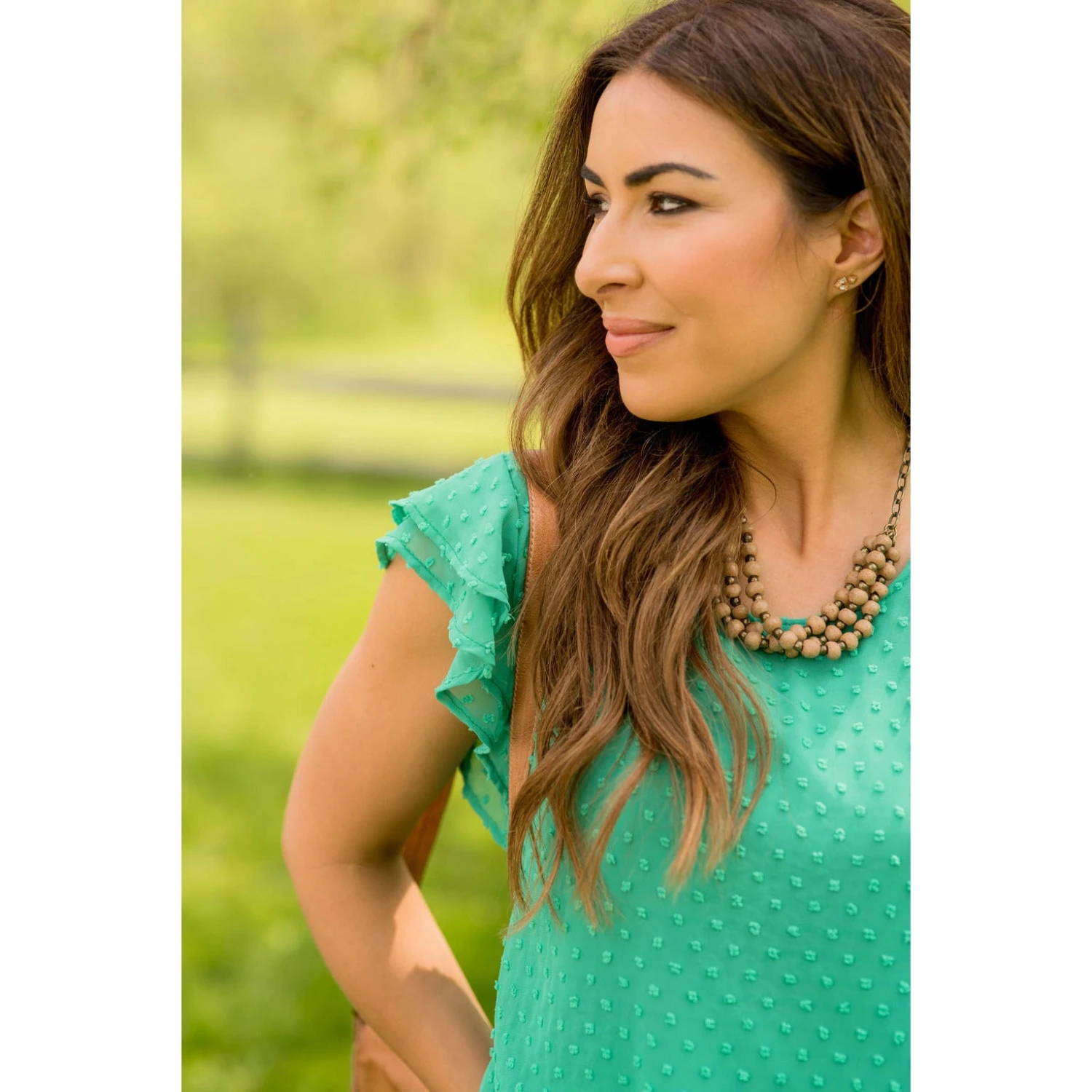 Textured Dot Short Flutter Sleeve Blouse 8 Textured Dot Short Flutter Sleeve Blouse - Image 8