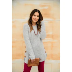 Side Button Sweater -Women's Clothing Store BB 4194 ce0a67c7 ab98 4375 8d14 b78c18ee5b8a