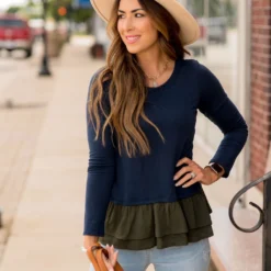 Double Ruffle Bottom Long Sleeve Tee -Women's Clothing Store BB 4198 1626fa9d 849f 4fac a7da f95bf53986aa 158074