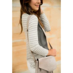 Striped Sleeve/Back Long Sleeve Tee -Women's Clothing Store BB 4208