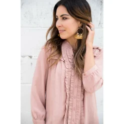 Ruffled Up 3/4 Sleeve Blouse -Women's Clothing Store BB 4214