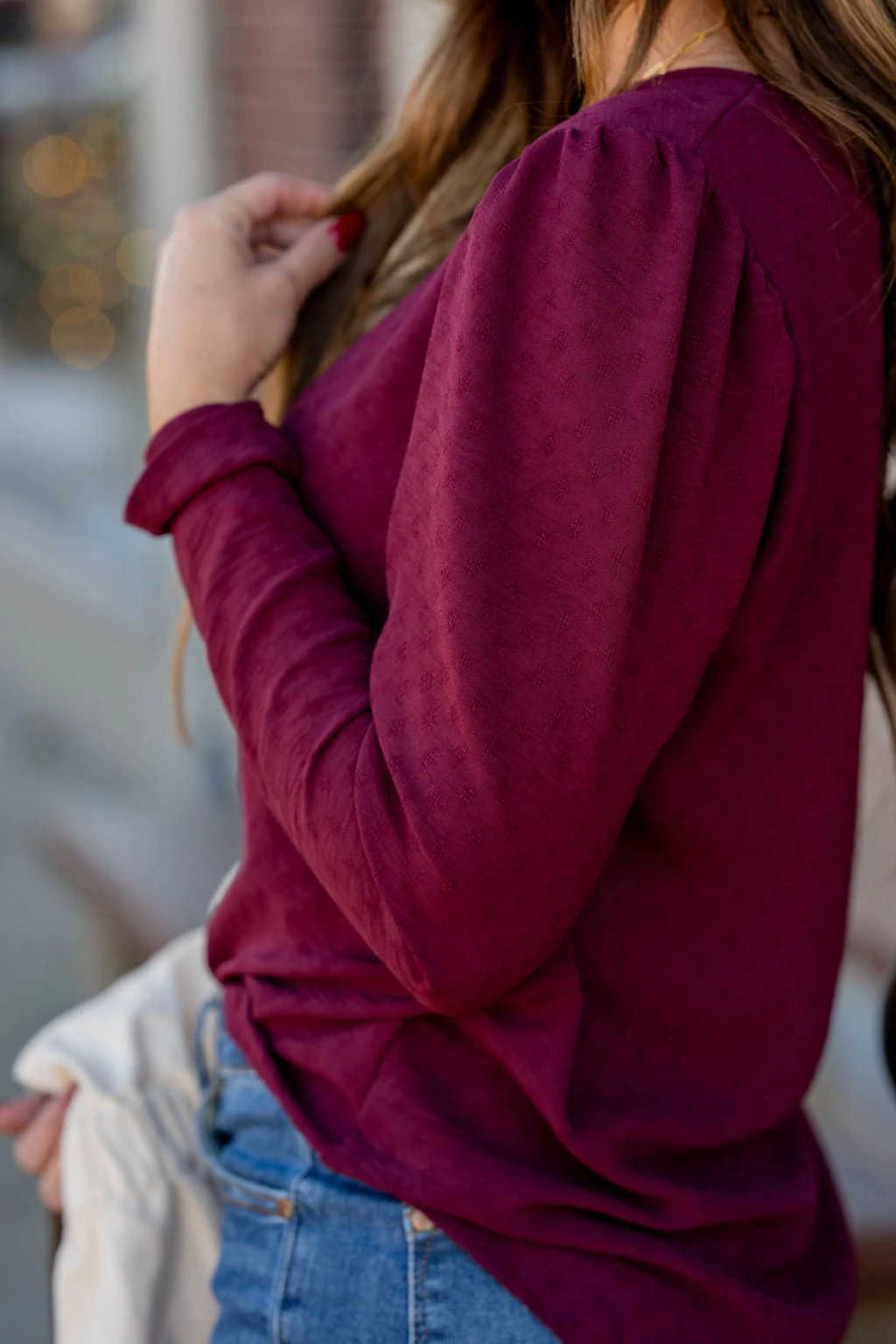 Stitched Dots Gathered Shoulder Blouse 16 Stitched Dots Gathered Shoulder Blouse - Image 16