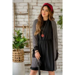 Thin Striped Solid Accent Tunic Cardigan -Women's Clothing Store BB 4216 58e4f0a1 0546 4901 952a 7b9d6fd08dc4