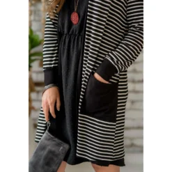 Thin Striped Solid Accent Tunic Cardigan -Women's Clothing Store BB 4226 e8ca0dd7 f05f 452e bd90 4cba0e1e2441
