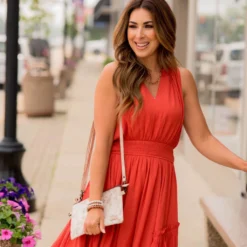 Textured Ruffle Accented Tank Dress