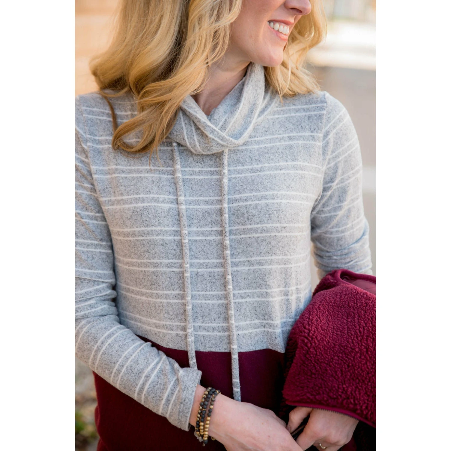 Striped Top Solid Bottom Cowl Neck 8 Striped Top Solid Bottom Cowl Neck - Image 8