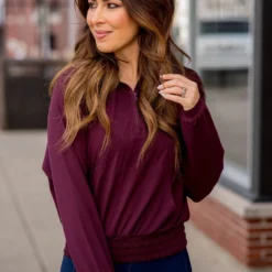 Quarter Zip Cinched Bottom Hoodie -Women's Clothing Store BB 4255 7dac8990 812f 49f1 b21a 6a86395df990 938657