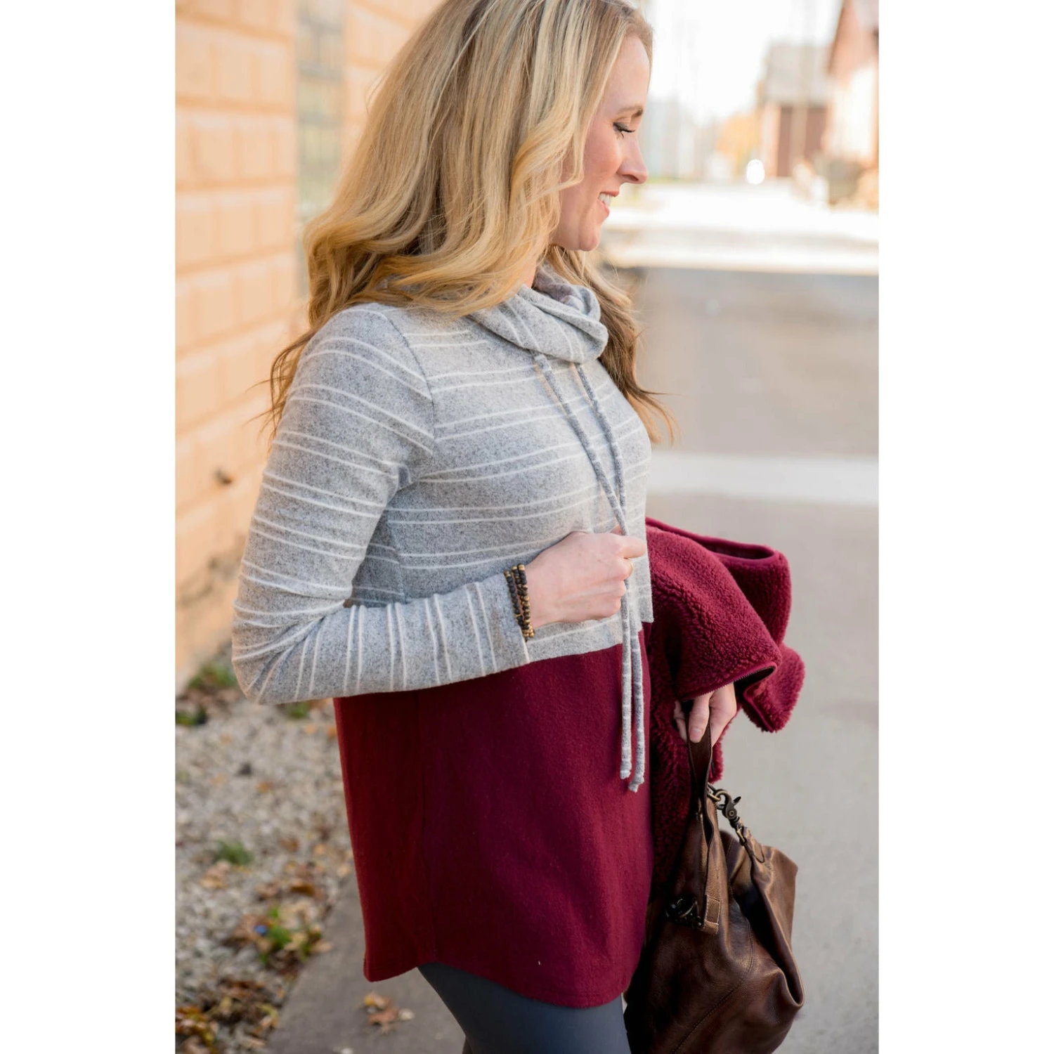 Striped Top Solid Bottom Cowl Neck 9 Striped Top Solid Bottom Cowl Neck - Image 9