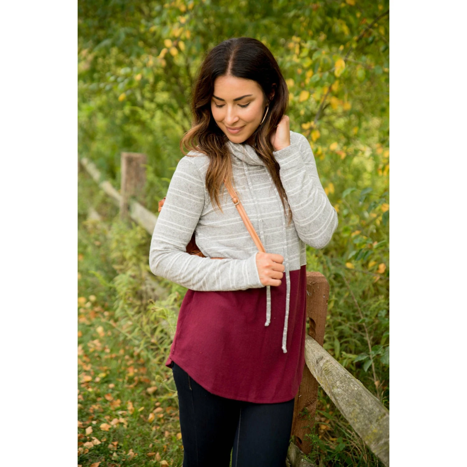 Striped Top Solid Bottom Cowl Neck 4 Striped Top Solid Bottom Cowl Neck - Image 4