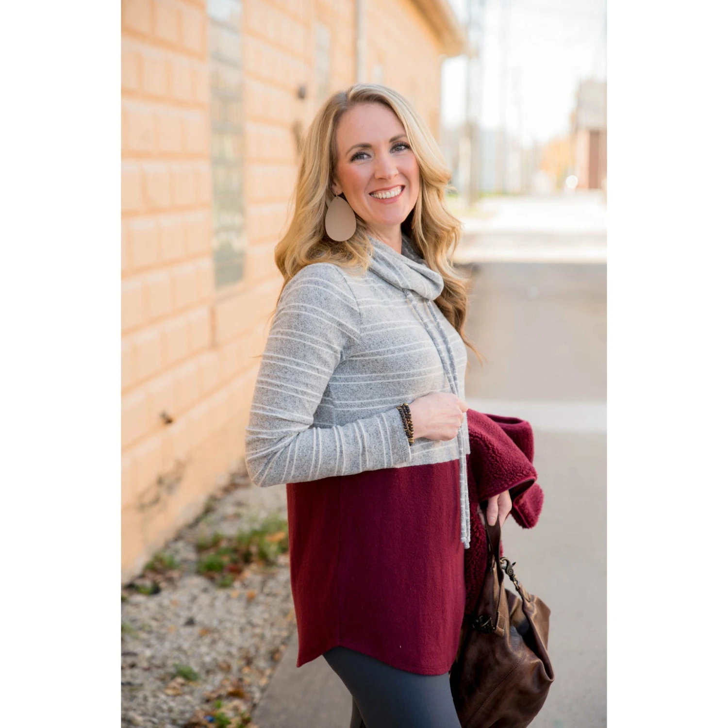 Striped Top Solid Bottom Cowl Neck 11 Striped Top Solid Bottom Cowl Neck - Image 11