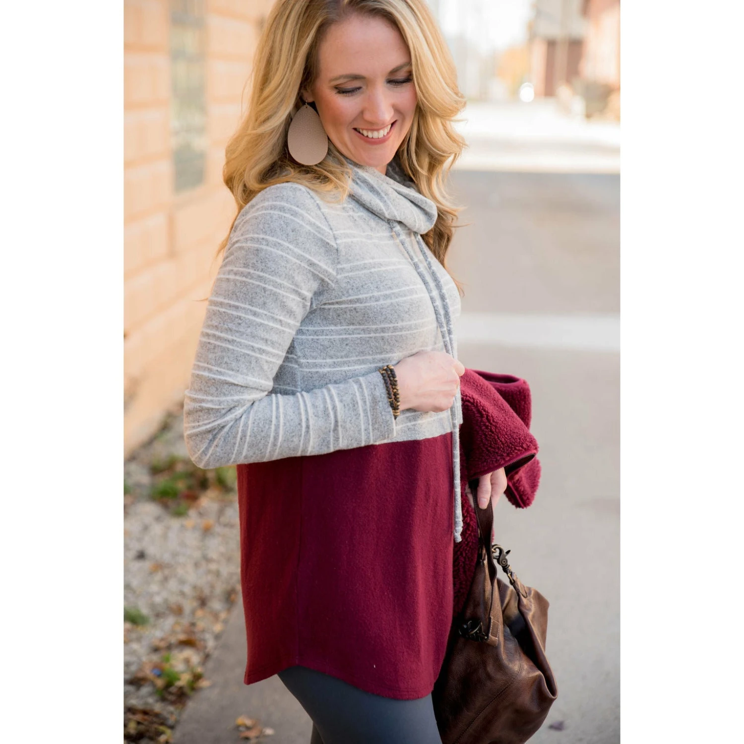 Striped Top Solid Bottom Cowl Neck 12 Striped Top Solid Bottom Cowl Neck - Image 12