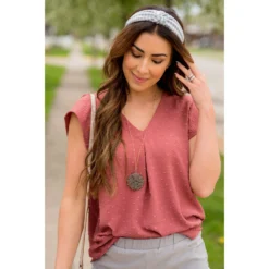 Swiss Dot V-Neck Blouse