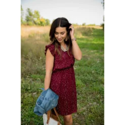 Speckled V-Neck Dress -Women's Clothing Store BB 4303