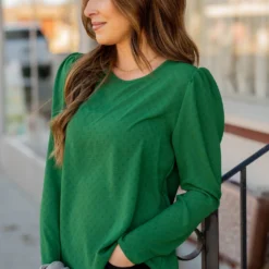 Stitched Dots Gathered Shoulder Blouse