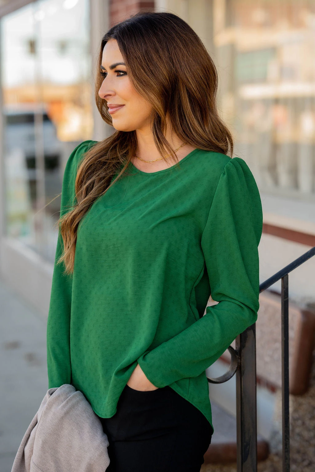 Stitched Dots Gathered Shoulder Blouse 1 Stitched Dots Gathered Shoulder Blouse