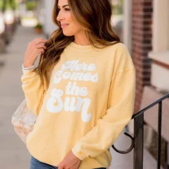Here Comes The Sun Ribbed Graphic Crewneck 21 Here Comes The Sun Ribbed Graphic Crewneck -Women's Clothing Store BB 4321 8805a111 71f9 412d b0e6 8b86794aeec7 204530