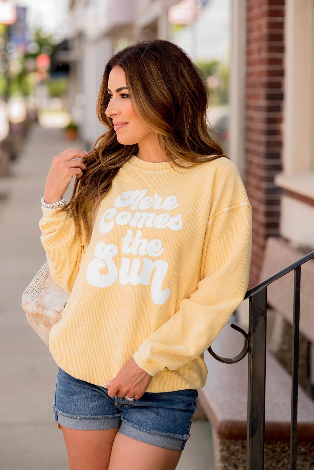 Here Comes The Sun Ribbed Graphic Crewneck 3 Here Comes The Sun Ribbed Graphic Crewneck - Image 3