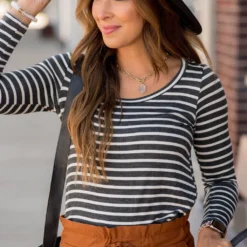 Thin Striped Long Sleeve Tee -Women's Clothing Store BB 4339 fc297bcd 7e45 48bf 8c40 f719e68c11dc 809347