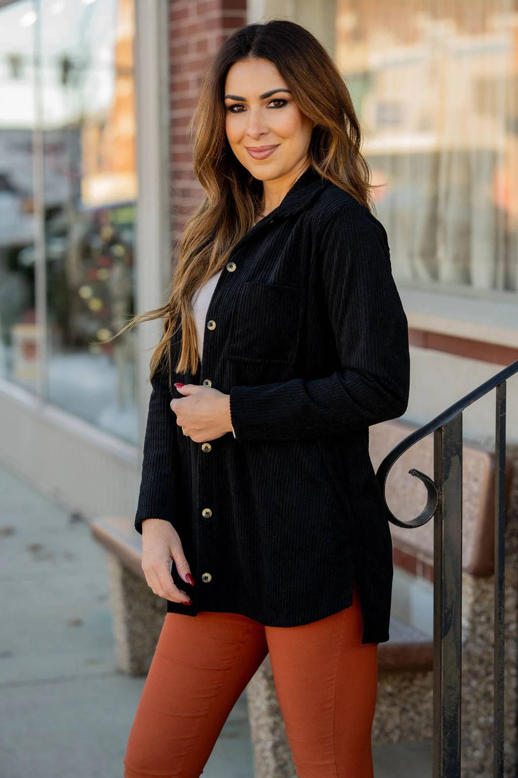 Simple Corded Side Slit Shacket 2 Simple Corded Side Slit Shacket - Image 2