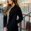 Simple Corded Side Slit Shacket
