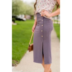 Button Accent Side Slit Midi Skirt 16 Button Accent Side Slit Midi Skirt -Women's Clothing Store BB 4369 0be37693 86fb 48be a2e7 6606c72e0002