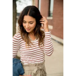 Thin Striped Long Sleeve Tee -Women's Clothing Store BB 4422 1 1d176fc0 2bca 4c69 9523 a3dc2091e735