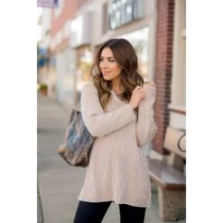 Vertical Striped V Sweater