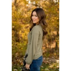 Thermal & Raw Edged Pocket Tee -Women's Clothing Store BB 4449 b114f658 959d 4b63 965b b664591c8b53