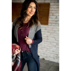 Henley Long Sleeve Tee -Women's Clothing Store BB 4478