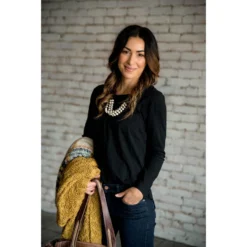 Cotton Slub Long Sleeve Tee -Women's Clothing Store BB 4486