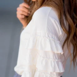 Half Sleeve Ruffle Down Tee -Women's Clothing Store BB 4486 c26fca1a 3eb6 45bd abff 8dccecbe862d 108244