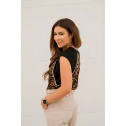 Leopard Solid Sleeve Tee -Women's Clothing Store BB 4489 018c3337 6c85 4f28 954e 3c15ce1493e2