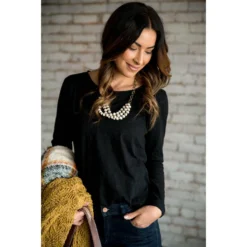 Cotton Slub Long Sleeve Tee -Women's Clothing Store BB 4491